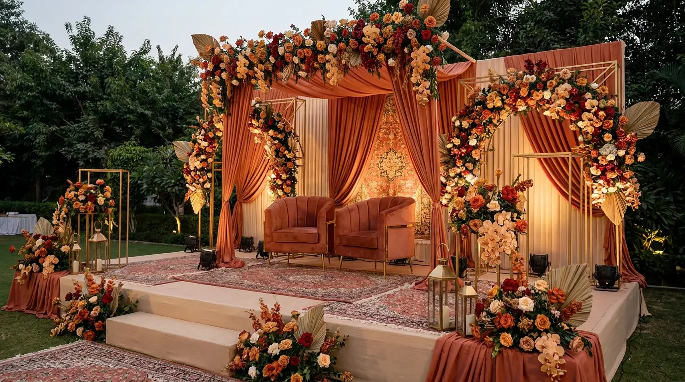Tendances mariage oriental 2026 : déco, couleurs, tenues et food